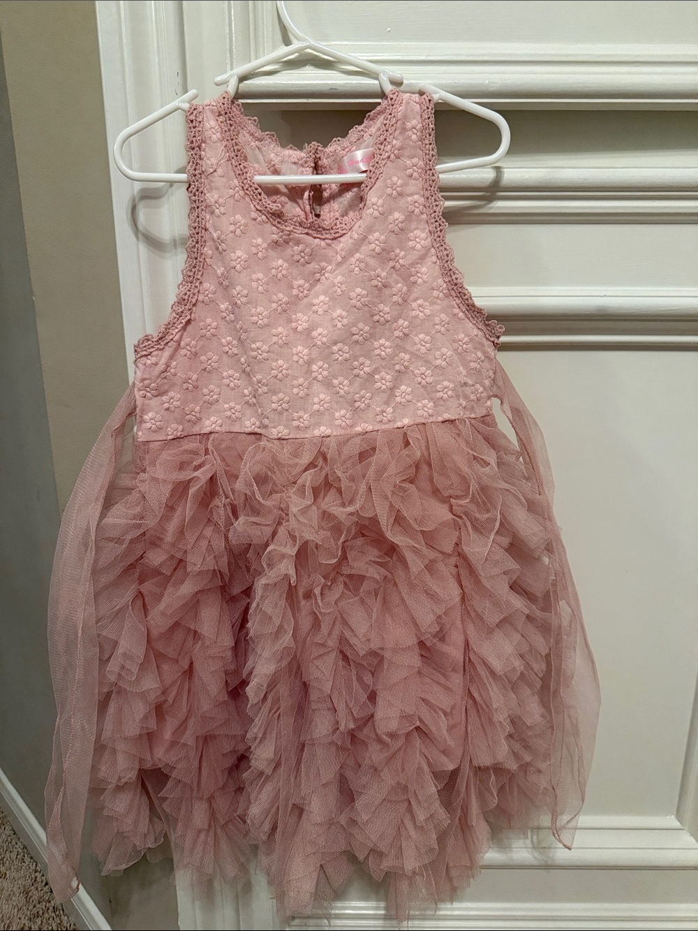Girls' Pink Lace & Ruffle Tulle Dress - Special Occasion